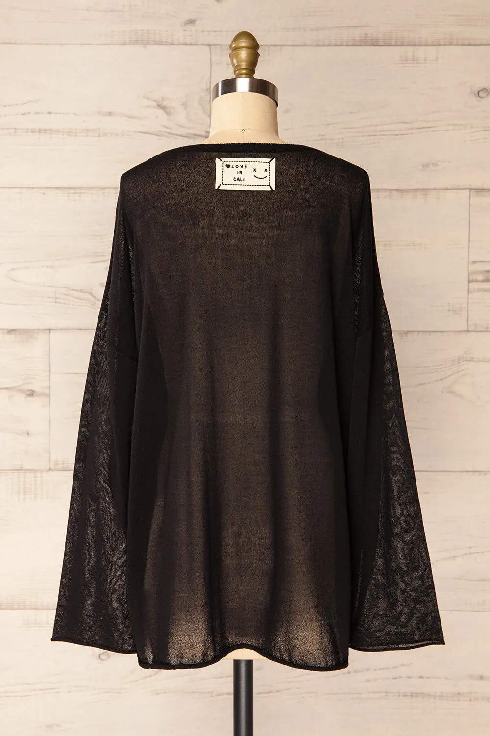 Melbourne Black | Sheer Oversized Long Sleeve Top