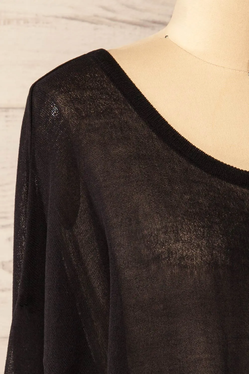 Melbourne Black | Sheer Oversized Long Sleeve Top