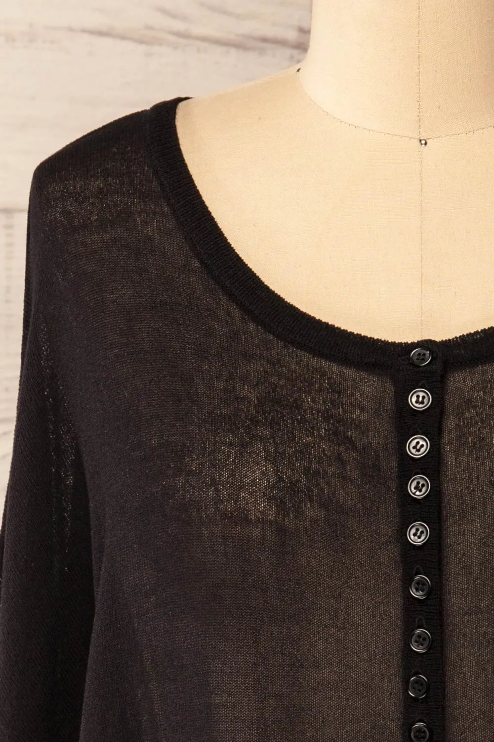 Melbourne Black | Sheer Oversized Long Sleeve Top