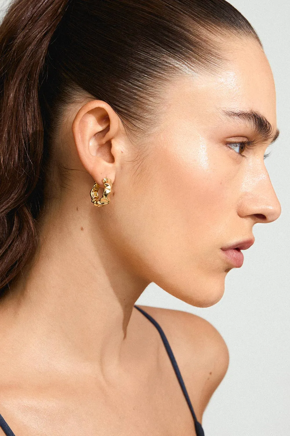 Mellia Gold | Recycled Textured Hoop Earrings