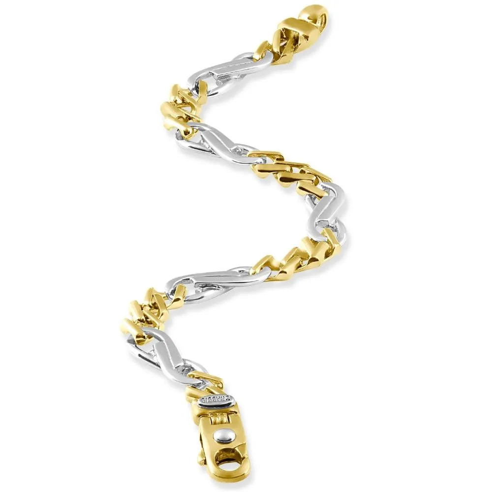 Men's Figaro Link 14k Gold (40gram) or Platinum (65gram) 9.5mm Bracelet 8.25"