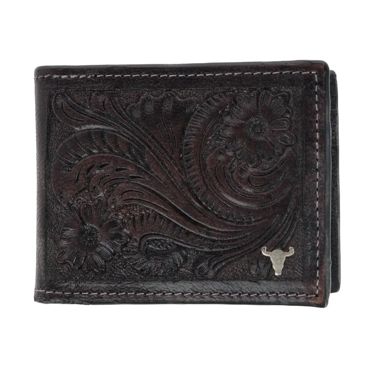 Men's Leather Hand Tooled Bifold Wallet