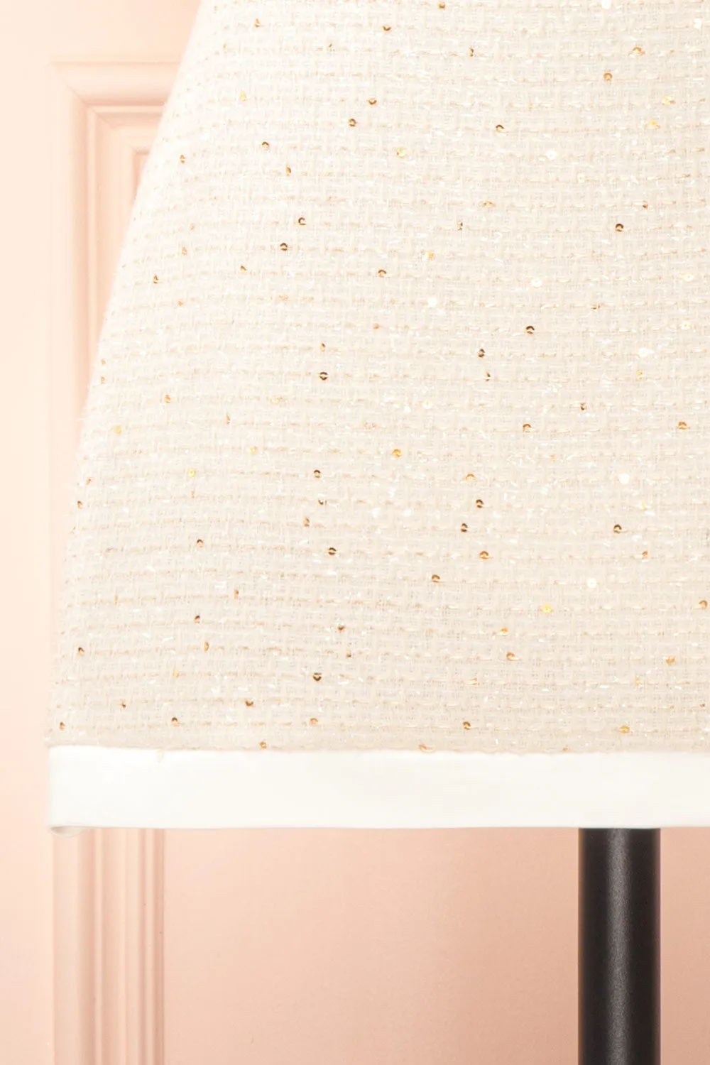 Miskilee | Beige Tweed Mini Skirt w/ Sequins