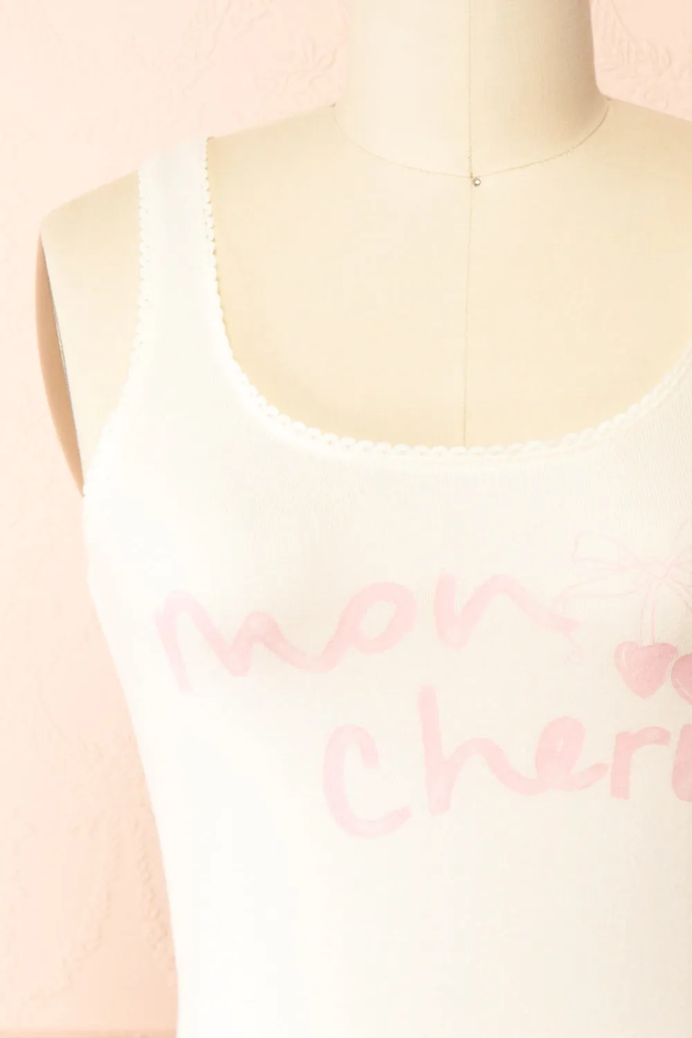 Moncheri | White Pyjama Tank Top w/ Print