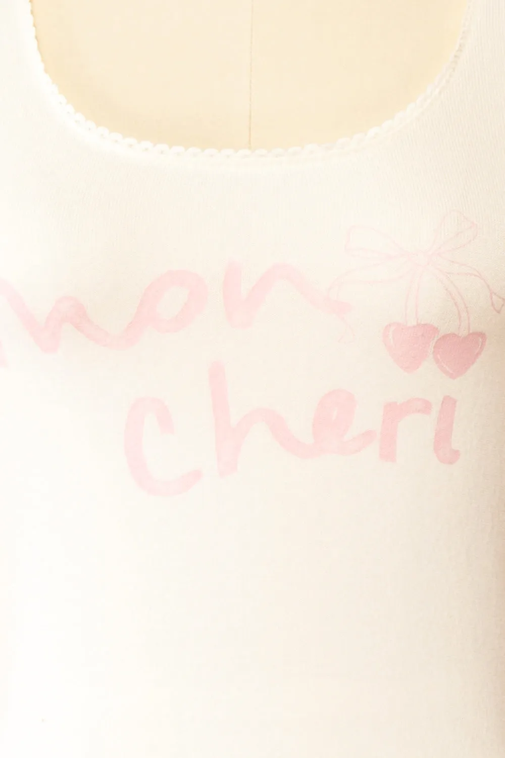Moncheri | White Pyjama Tank Top w/ Print