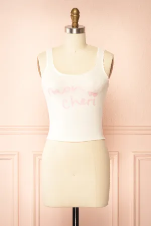 Moncheri | White Pyjama Tank Top w/ Print
