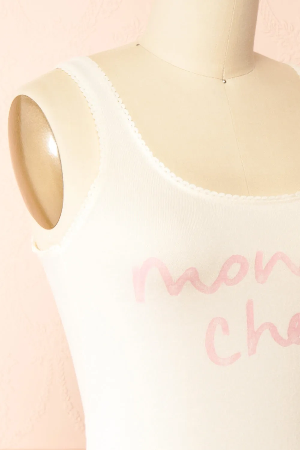Moncheri | White Pyjama Tank Top w/ Print