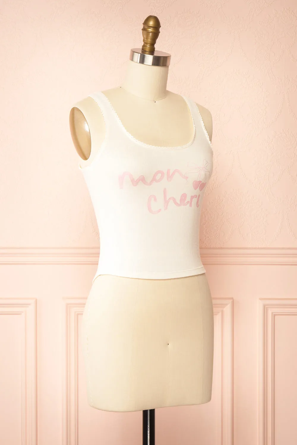 Moncheri | White Pyjama Tank Top w/ Print
