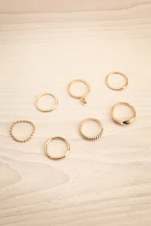 Mosgiel Gold | Set of 7 Stackable Minimalist Rings