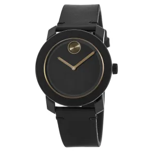 Movado Bold 42mm Black Leather Strap Men's Watch 3600297