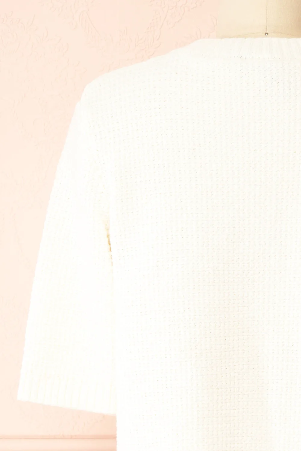 Nadima | Ivory Knit Cardigan w/ Pockets & Gold Buttons