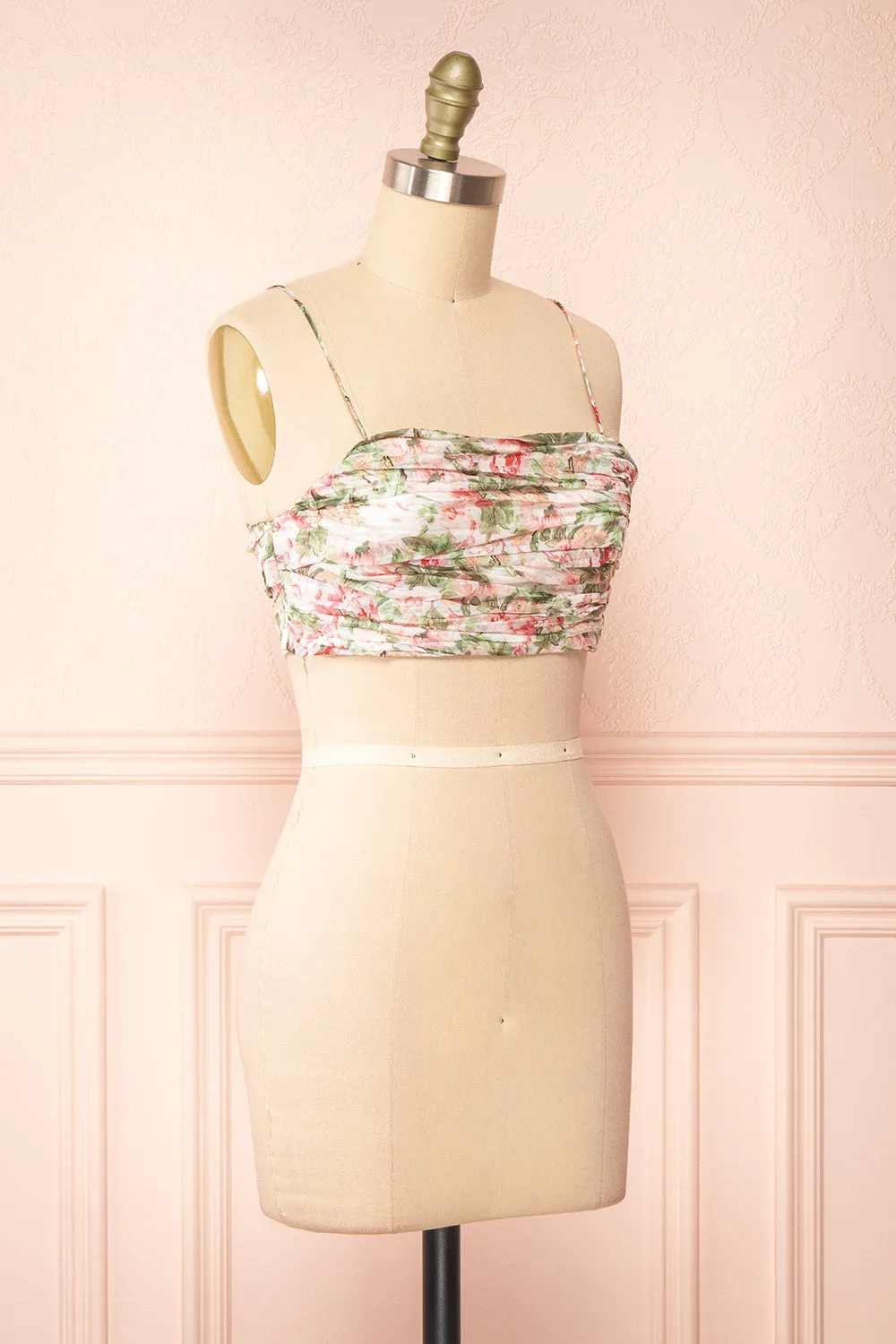 Nanna | Pleated Floral Crop Top