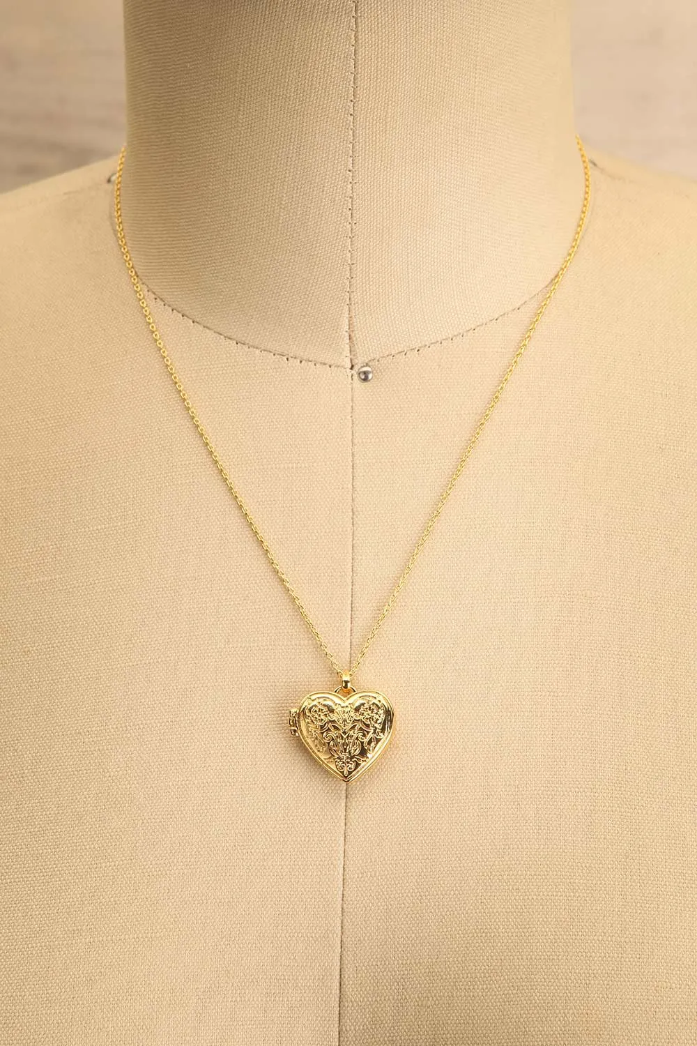 Nessima | Gold-Plated Heart Locket Pendant Necklace