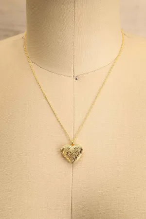 Nessima | Gold-Plated Heart Locket Pendant Necklace