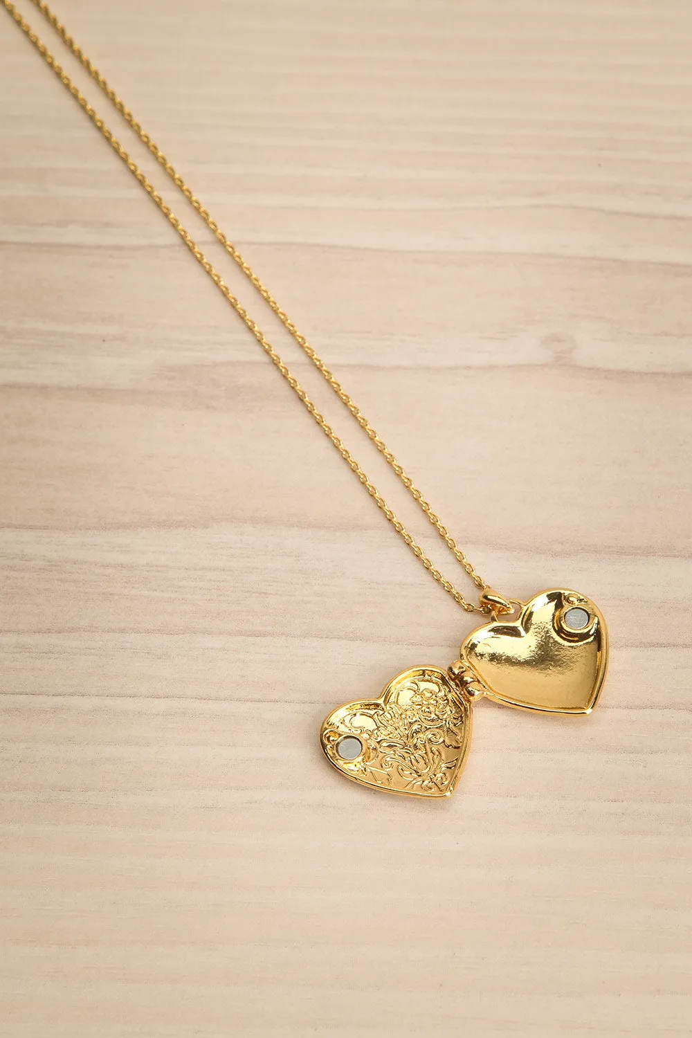Nessima | Gold-Plated Heart Locket Pendant Necklace