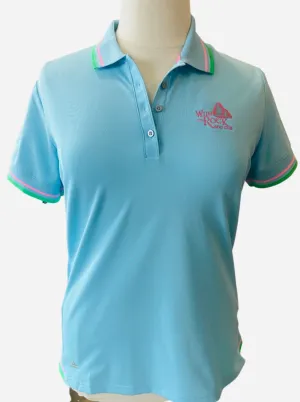 New Adidas Baby Blue Pique Polo w/ Pink & Green Trim & Logo Size XL. MSP$60
