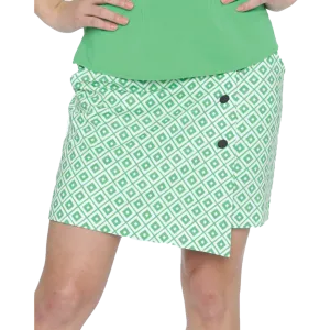 New Belyn Key Button Wrap Skort in La Jolla Print (Green) Size XL. MSP$116