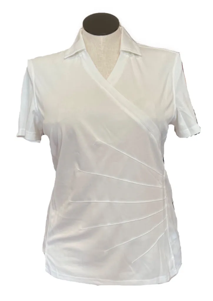 NEW Chase 54 Women's V-neck White Short Sleeve Golf Polo Size XL MSP$72