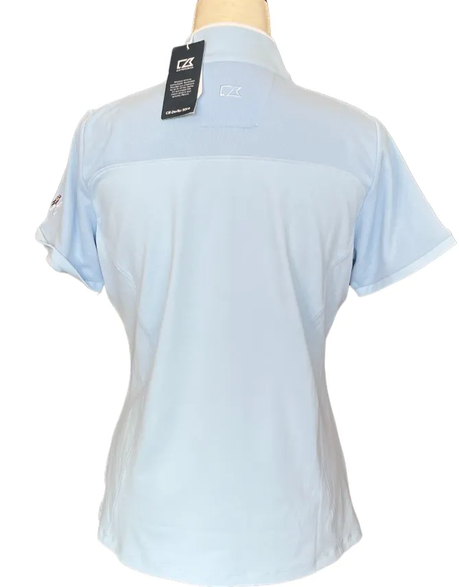 NEW Cutter & Buck Women's 1/4 Zip Baby Blue Short Sleeve Golf Polo Size M