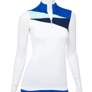 New EP NY Sleeveless  Zip Golf Polo Color Block White & Blue Size XXL. MSP$75