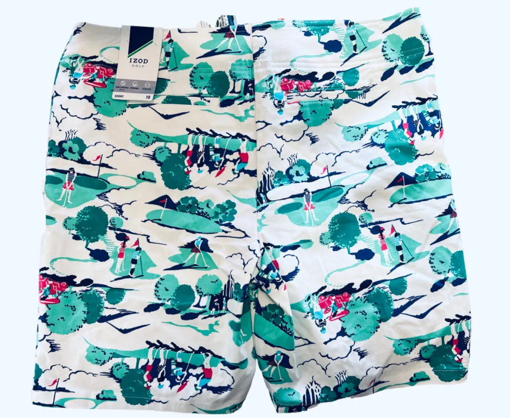 New Izod Golf Shorts with Golf Prints Size 18