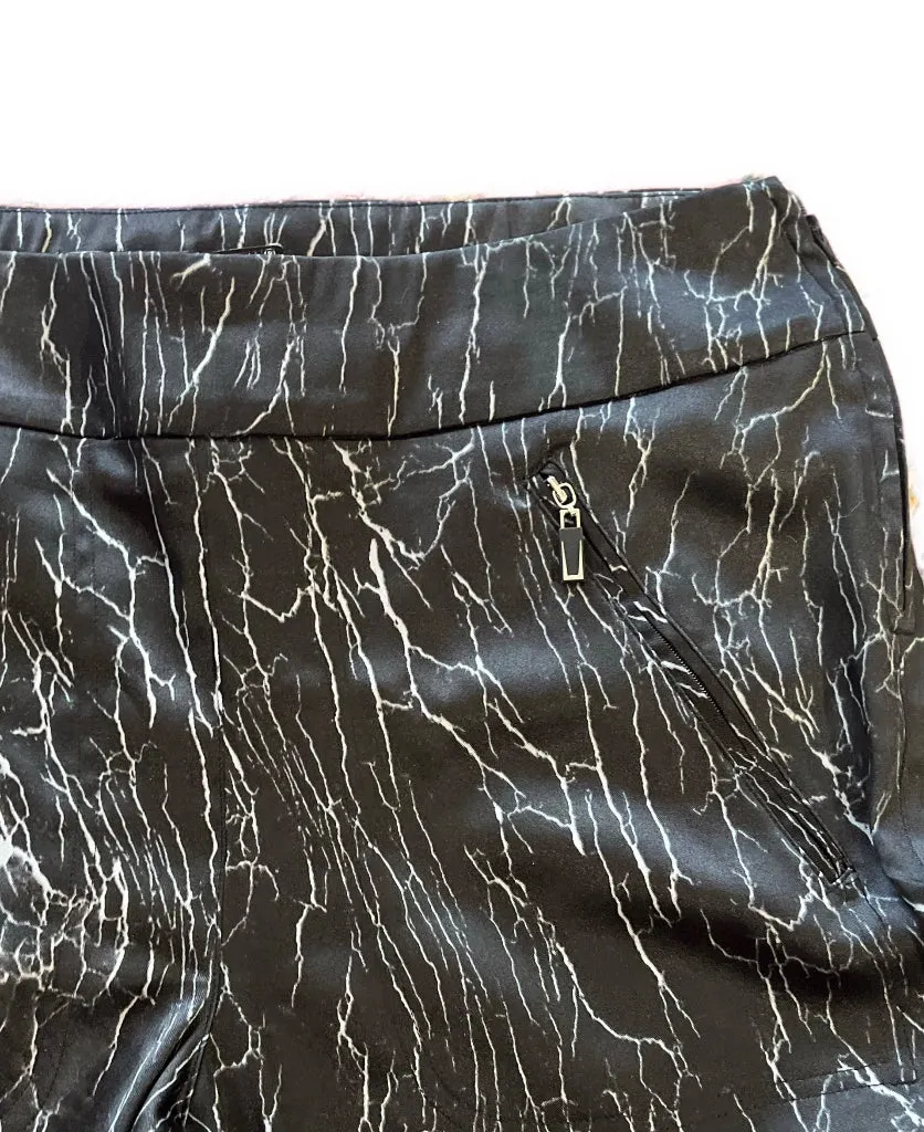 New Jamie Sadock Black & Gray Marble Print Golf Crop Pants Size 14 MSP$120