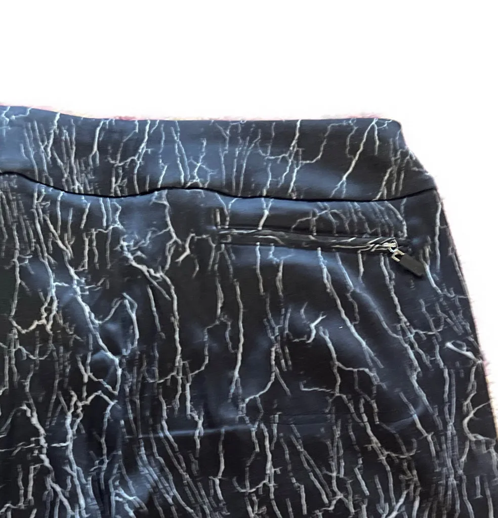 New Jamie Sadock Black & Gray Marble Print Golf Crop Pants Size 14 MSP$120