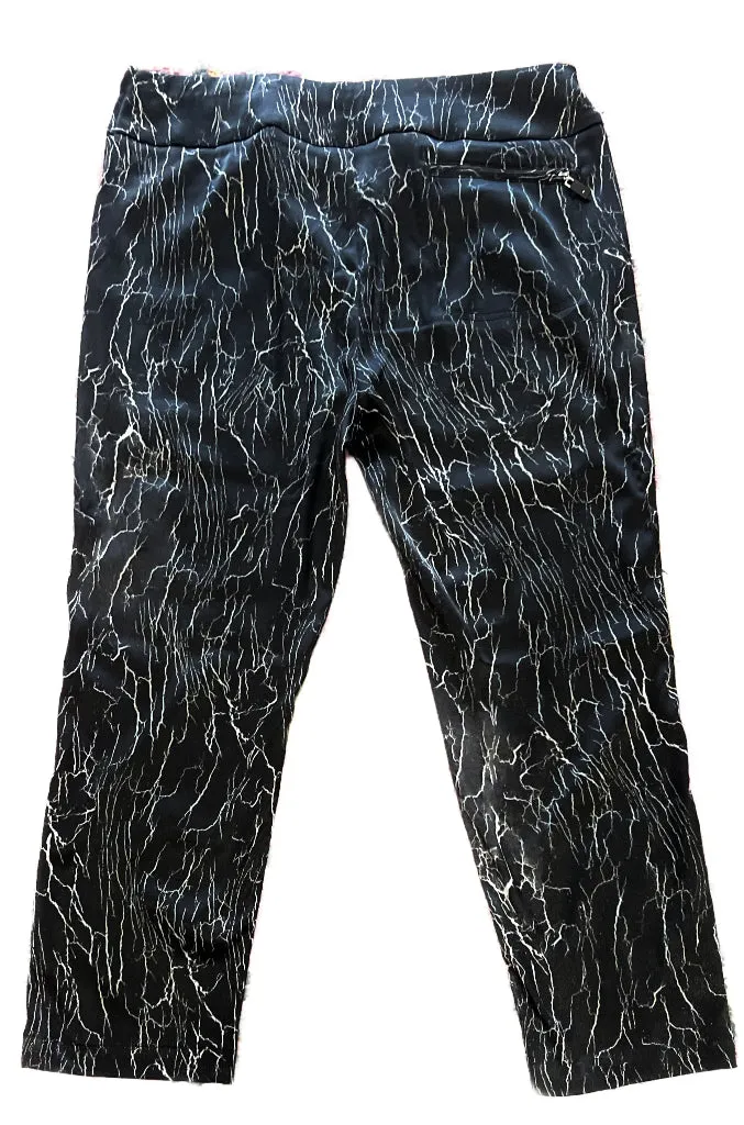 New Jamie Sadock Black & Gray Marble Print Golf Crop Pants Size 14 MSP$120