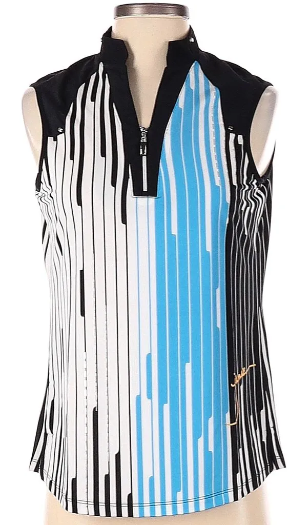 New Jamie Sadock Black, White & Blue Sleeveless Top Size S. MSP$89.50