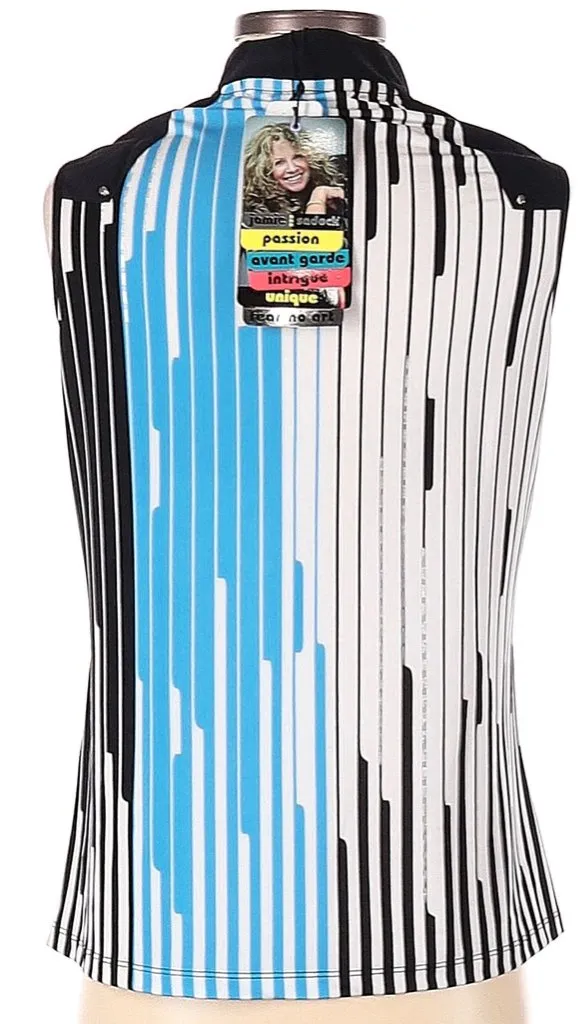 New Jamie Sadock Black, White & Blue Sleeveless Top Size S. MSP$89.50