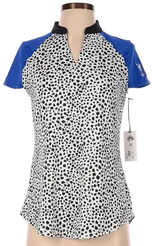New Jofit White & Black Pebbled Polo w/ Royal Accents Size S MSP$95