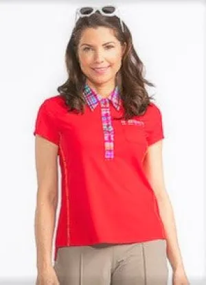 New Kinona Button & Run Short Sleeve Top -Red Size S