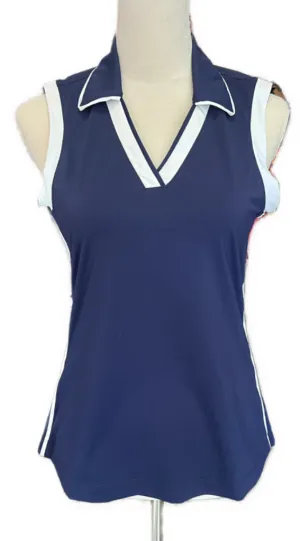New Kinona Women's Navy On Par Sleeveless Golf Top Size S MSP$114