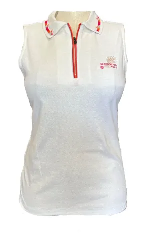 New Michelle McGann by Bette & Court White Textured Sleeveless Polo Size L MSP $49