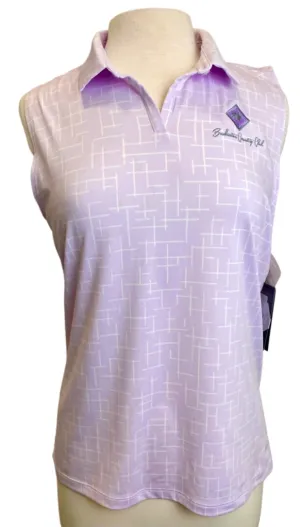 New Nike Lavender & White Grid Sleeveless Polo with Logo Size L  MSP$70