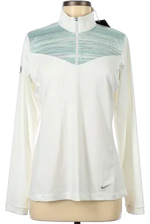 New Nike Long Sleeve 1/4 Zip Pullover w/ Green Yoke & Sleeve Logo Size M. MSP$85