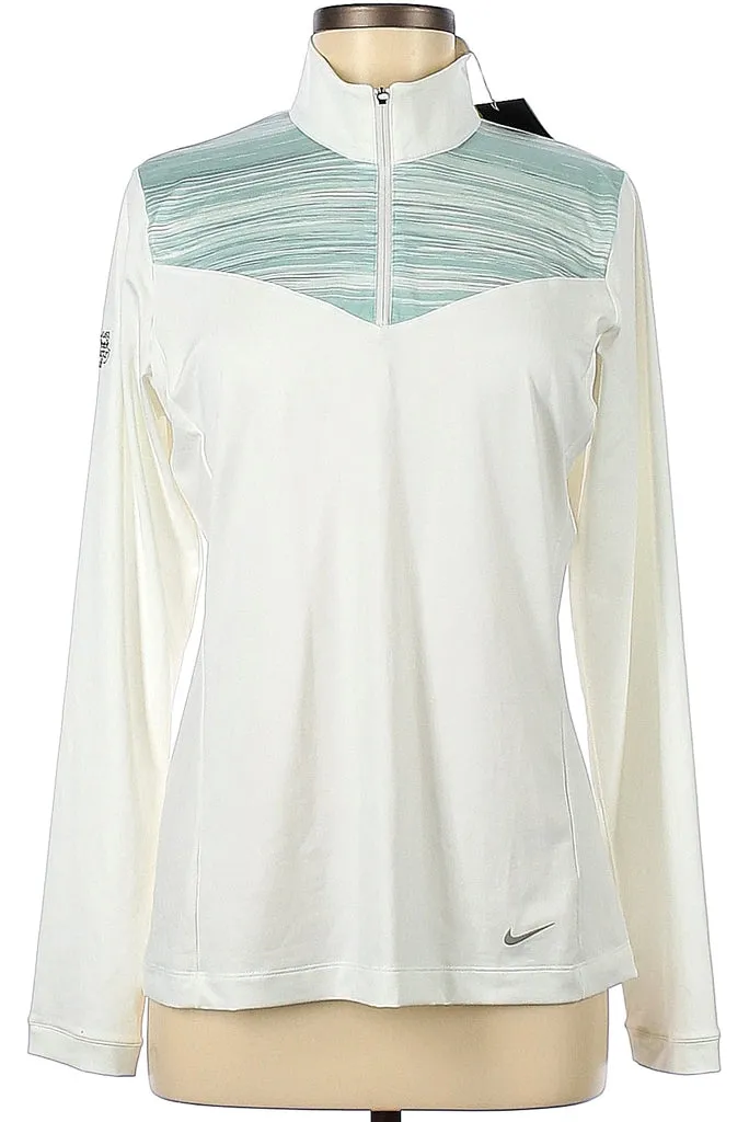 New Nike Long Sleeve 1/4 Zip Pullover w/ Green Yoke & Sleeve Logo Size M. MSP$85