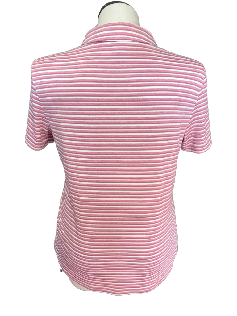 NEW Puma Women's Rose & White Striped Short Sleeved Polo Size XXL MSP$60