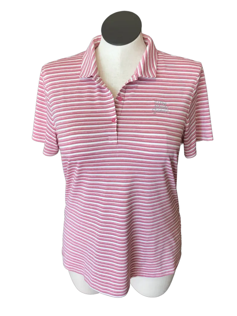 NEW Puma Women's Rose & White Striped Short Sleeved Polo Size XXL MSP$60