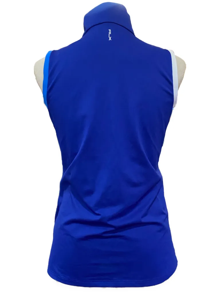 New Ralph Lauren Royal Blue 1/4 Zip Sleeveless Polo w/ Logo Size M