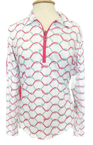 New San Soleil Intertwined Rope UV Long Sleeve Golf Top Size L  MSP$99