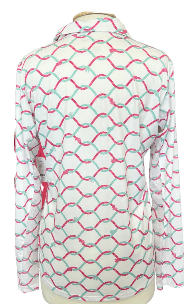 New San Soleil Intertwined Rope UV Long Sleeve Golf Top Size L  MSP$99