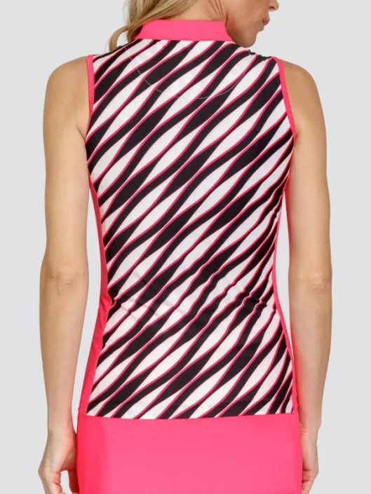 New Tail Aura Funnel Neck Sleeveless Top in White, Pink & Black MSP$93