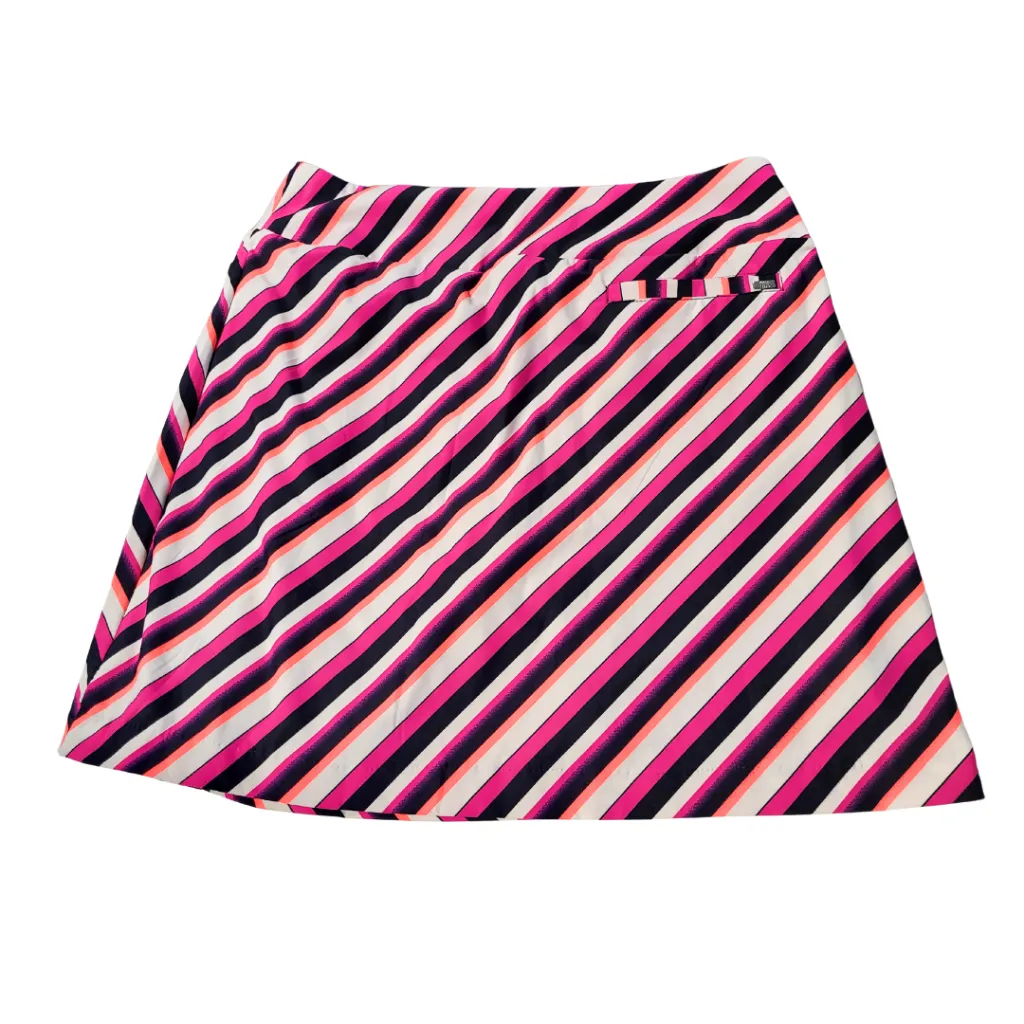 New Tail Diagonal Striped Pleated Golf Skort - Pink/White/Navy Size S