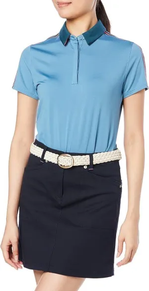 New Under Armour Women's Zinger Sleeve Stripe Golf Polo - Blue Size XXL