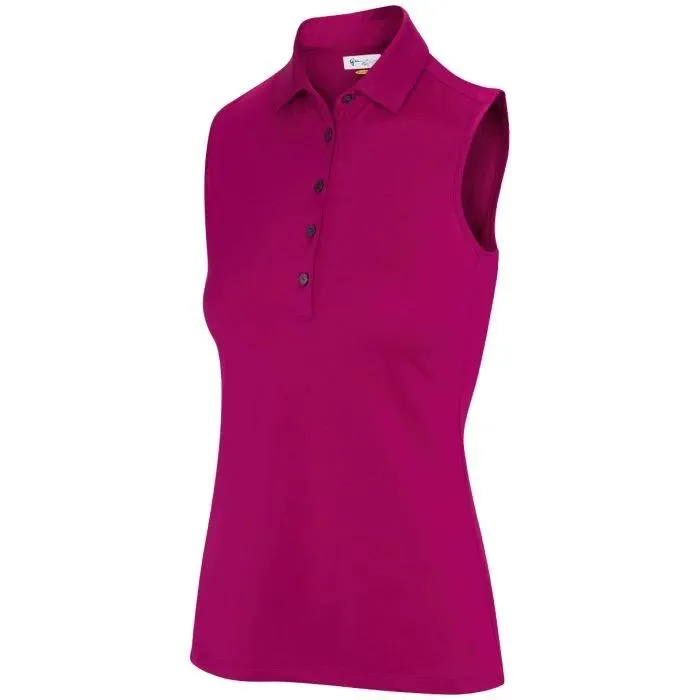 New Women's Greg Norman Sleeveless Freedom Golf Polo - Merlot