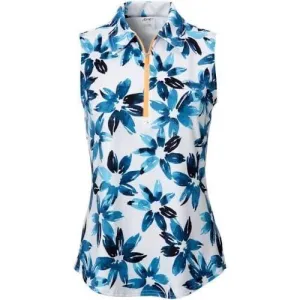 New Women's Jofit Sleeveless Golf Polo - Blue Water Floral MSP$86