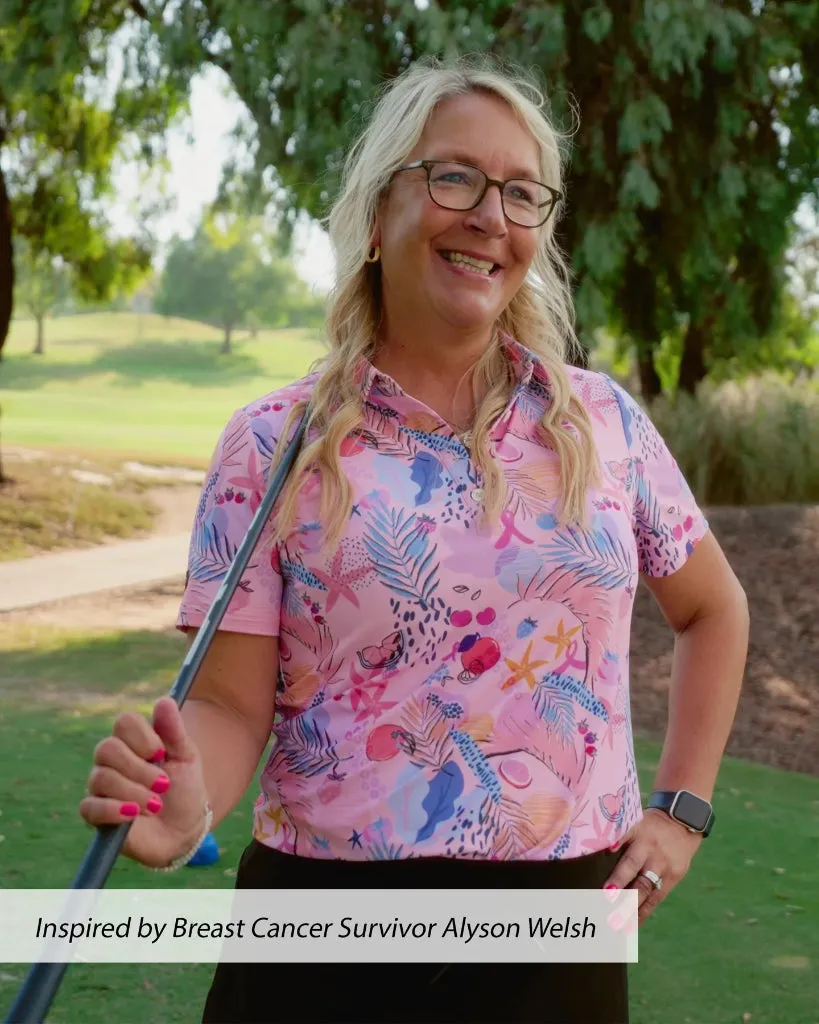 New Women's Sunday Swagger Fighting Fruits Short Sleeve Golf Polo