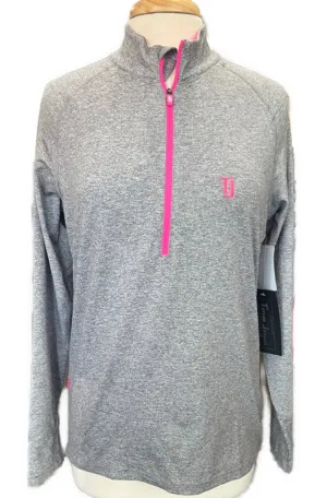 New Women's Taylor Jordan Gray Zip Mock Golf Pullover MSP$100