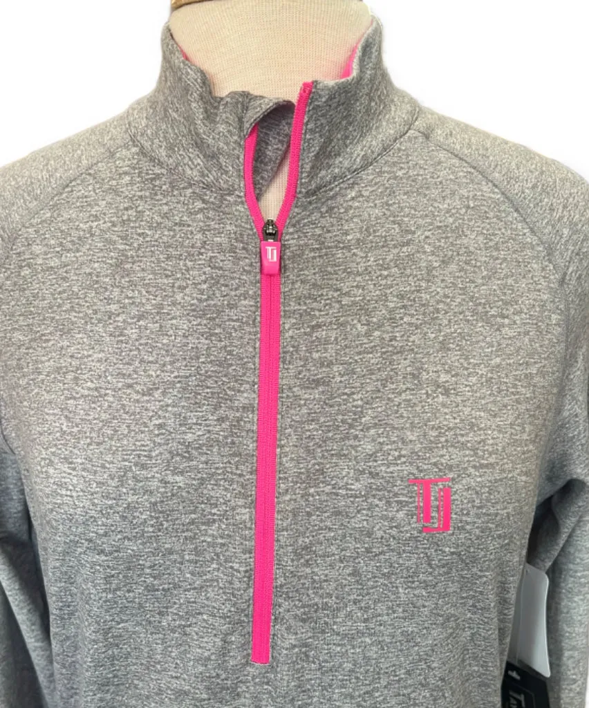New Women's Taylor Jordan Gray Zip Mock Golf Pullover MSP$100